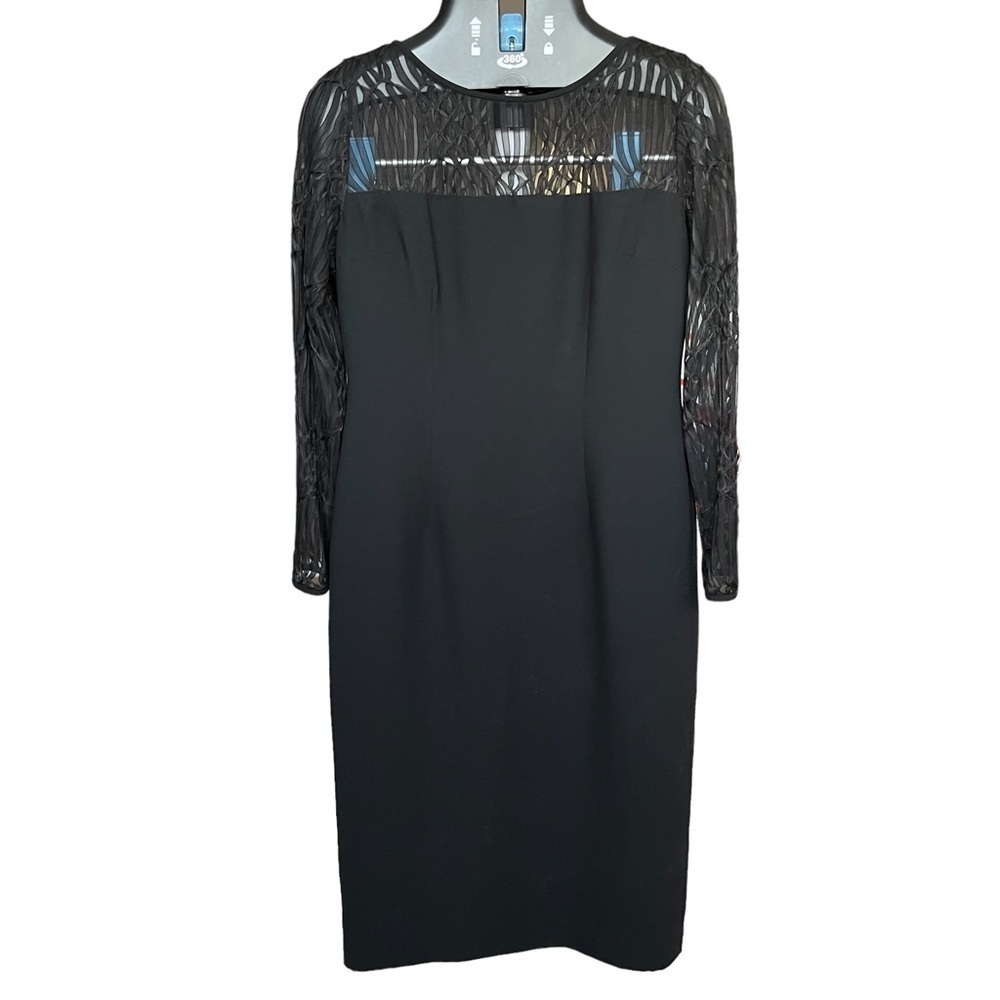 Maggy London Black  MIDI Long Sleeve Dress Size 8